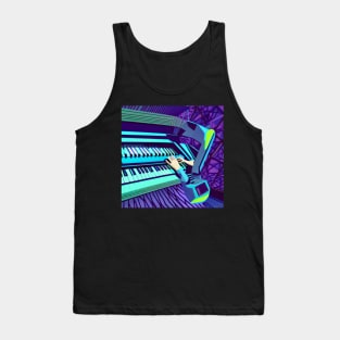 Synthesizer Up In Space Being Played By A Robot Tank Top